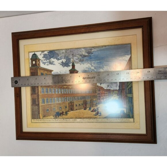 Vintage Framed & Matted La Maison de Ville a Nuremberg Print 15.5" by 12.5" - Picture 9 of 10
